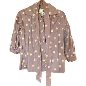 Anthropologie Jacket Women's Medium ELEVENSES Kimono Lila Dotted Trench Jacket
